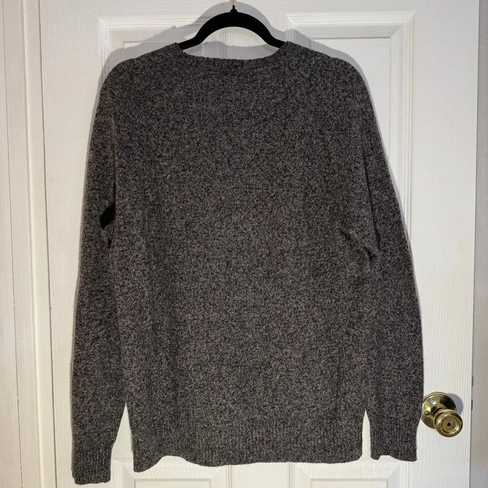 J. Crew Sweater Mens Large Charcoal Grey Marled Lambswool Blend Crewneck Raglan
